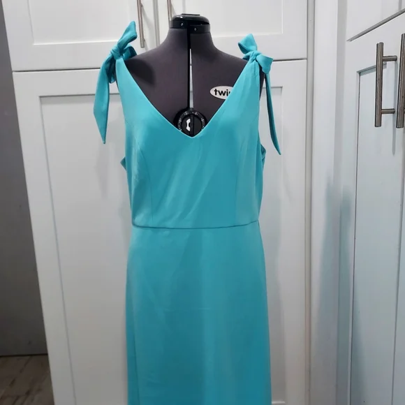 Beautiful Aqua Blue Sleeveless Dress - Picture 6 of 6